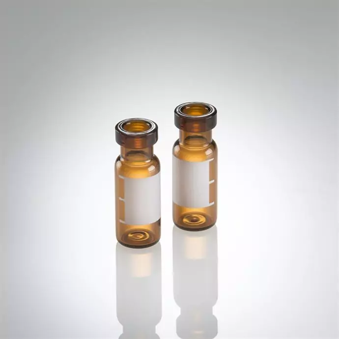 2ml Amber Crimp Top Vial with Label 12mm x 32mm